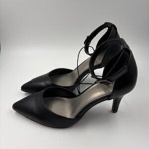 Worthington Women's Black Stiletto Heels With Pointed Toe and Ankle Strap 5.5M